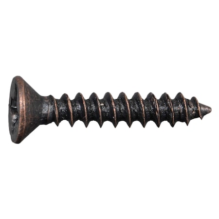 Wood Screw, #5, 3/4 In, Bronze Steel Flat Head Phillips Drive, 50 PK